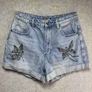 Hot Topic Thorn & Fable Skull Fairy High-Waisted Denim Mom Shorts Size 5 Junior